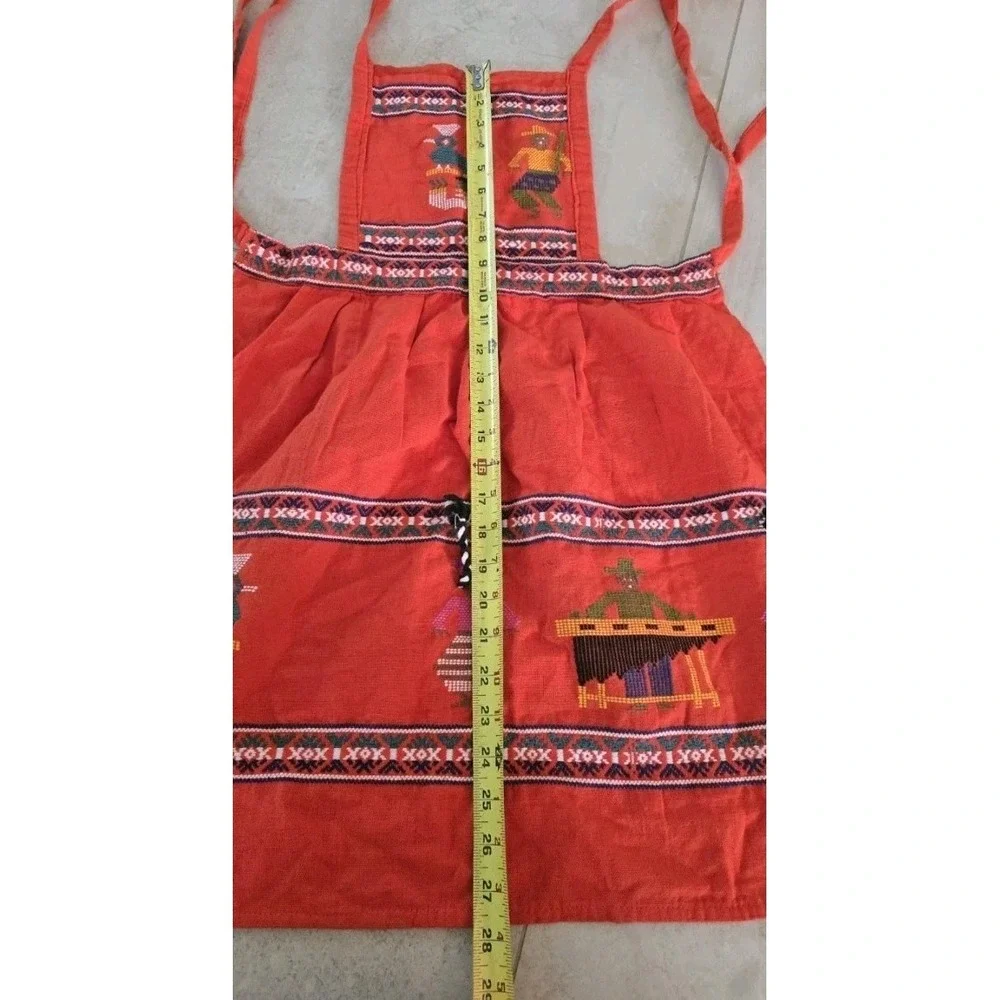 VTG‎ Guatemalan Handwoven Embroidered Apron Cross Stitch Folk Art Boho Chic